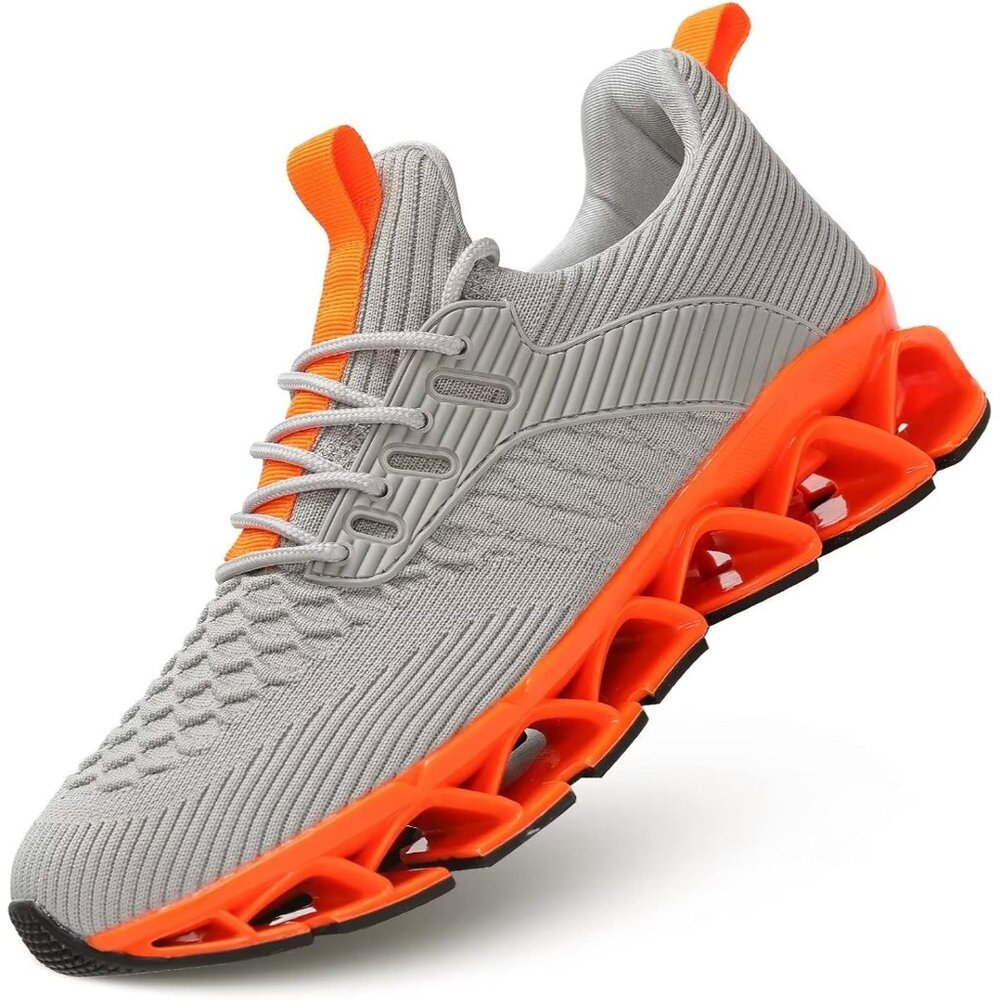 Women's Beige Orange Slip on Walking Running Shoes Blade Tennis Casual Sneakers